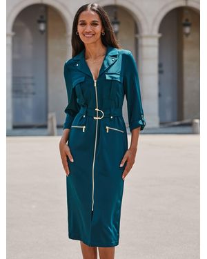 Sosandar Utility Shirt Dress - Blue