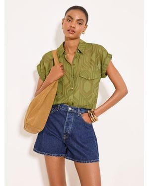 Lipsy Geo Burnout Short Sleeve Shirt - Blue