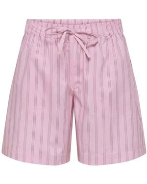 Jdy Pinstripe Shorts With Drawstring - Pink