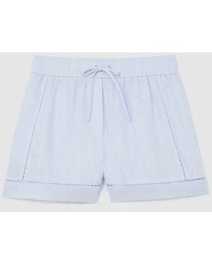 Reiss Linen Ladder-Embroidery Shorts - Blue
