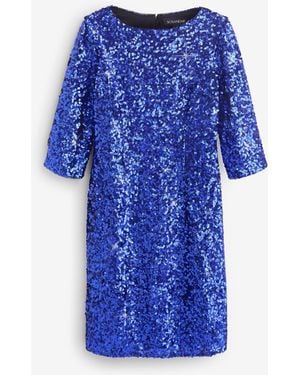 Sosandar Sequin Stretch Shift Dress - Blue