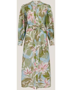 Monsoon Piper Floral Print Midi Dress - White