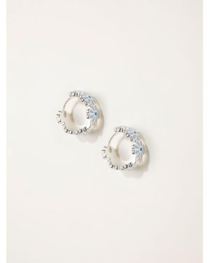 FatFace Fatface Daiy Enamel Hoop Earrings - Natural