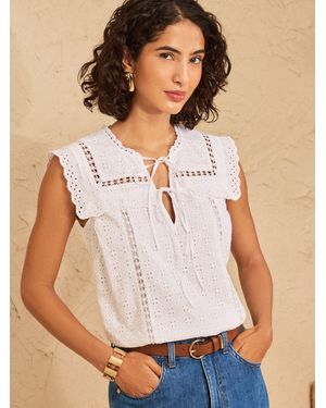 Love & Roses Ivory Petite Bib Detail Shell Top - Natural