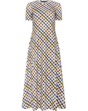 PixieGirl Petite Gingham Tiered Maxi Dress - White