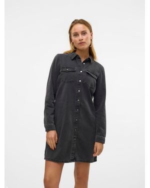 Vero Moda Long Sleeve Denim Dress - Blue