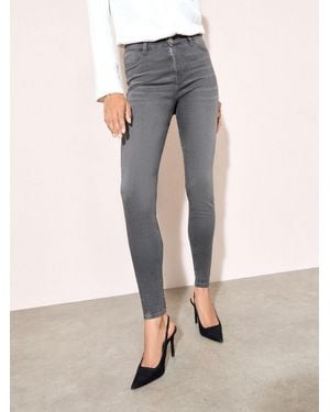 Friends Like These Petite High Waisted Zip Front Jeans - Gray