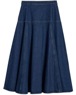 Albaray Denim Basque Midi Skirt - Blue