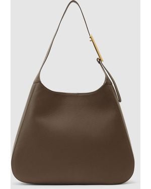 Reiss Taupe Sabine Leather Hardware-Detail Tote Bag - Brown