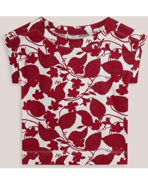 Hobbs Ivory Alycia Printed Cotton Slub T-Shirt - Red