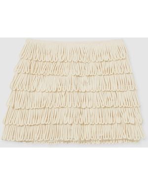 Reiss Loop-Stitch Fringe Mini Skirt - Natural