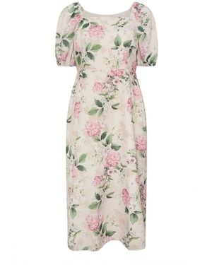 Yours Curve London Floral Square Neck Look Dress - White