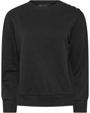 M Com Petite Button Detail Sweatshirt - Black