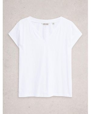 White Stuff Nelly Notch Neck T-Shirt - White