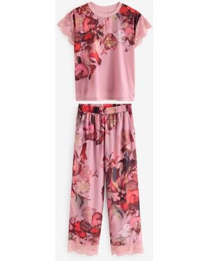 Ted Baker Floral Satin Jersey Pyjamas - Pink