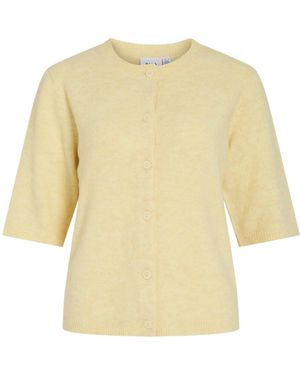 Vila Half Sleeve Round Neck Cardigan - Natural