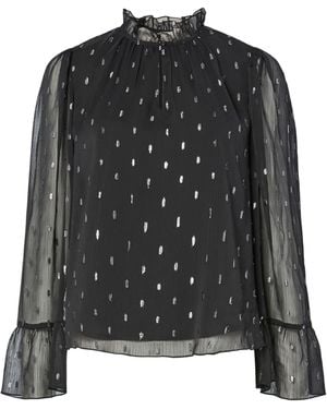 Y.A.S Y. A.S Y. A.S Embellished Mesh Long Sleeve Blouse - Black
