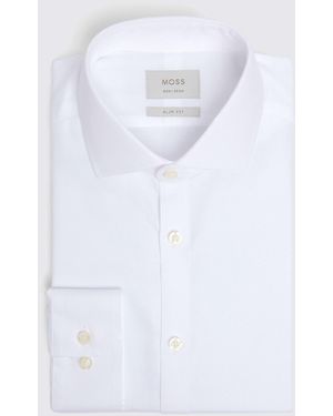 Moss Slim Fit Royal Oxford Non-Iron Shirt - Weiß