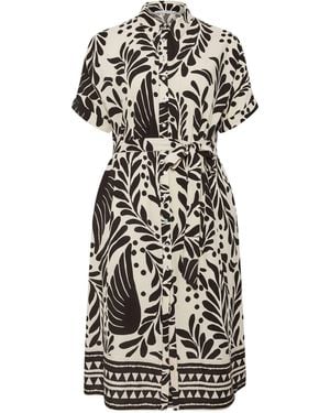 Evans Border Print Shirt Dress - White