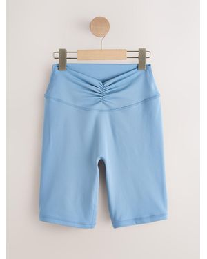 Self Cycling Shorts With Ruched Waist - Blue