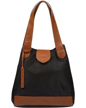 Pure Luxuries 'Antoinette' Canvas & Leather Handbag - Black