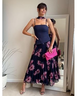 Style Cheat Bandeau Pleated Scarf Dress - Blue