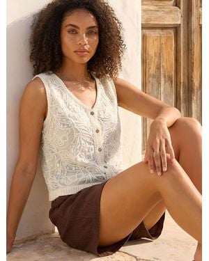 Roman Sequin Detail Waistcoat - Brown