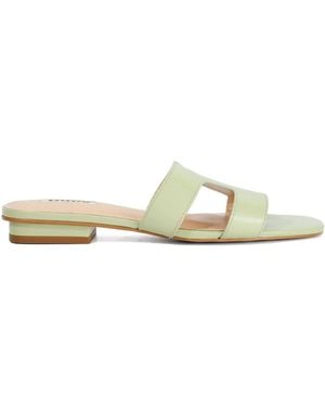 Dune Wide Fit Leather Loupe Smart Slider Sandals - White