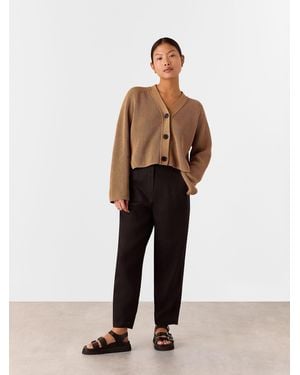 Whistles Petite Linen Barrel Leg Pants - Natural