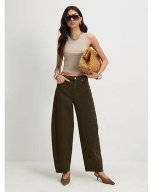 River Island Twist Seam Barrel Jeans - Green