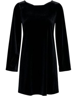 Jdy Long Sleeve Velvet Mini Dress With Satin Bow - Black