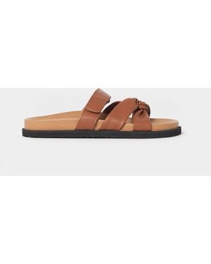 JD Williams Wide Fit Twist Front Footbed Sandals - Natural