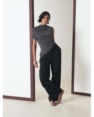 Next Tailored Triple Pleat Wide Leg Pants With Wool - White