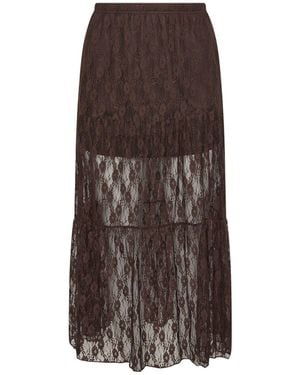 PixieGirl Petite Lined Lace Maxi Skirt - Brown