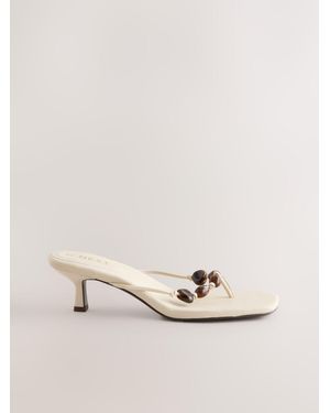 Next Bone Forever Comfort Beaded Toe Post Heeled Sandals - Natural