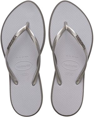 Havaianas Slim Point Glitter Flip Flops - Grey