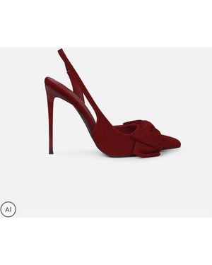 SIMMI Burgundy Velvet Toppaz Bow Detail Slingback Court Shoes - Red