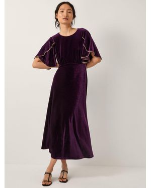 Monsoon Cecelia Velvet Cape Midi Dress - Purple