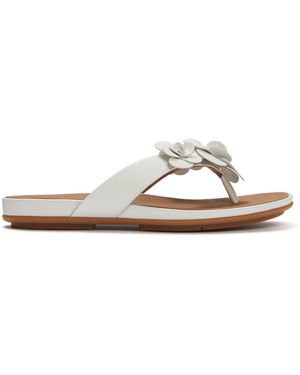 Fitflop Gracie Flower Leather Flip-Flops - White