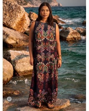 Live Unlimited Paisley Print Sleeveless Maxi Dress - Brown