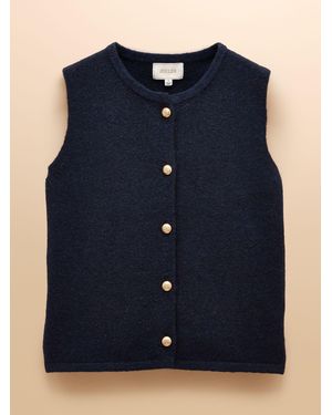 Joules Holly Button Through Knitted Vest - Blue