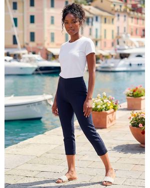 Roman Cropped Stretch Capri Pants - Blue