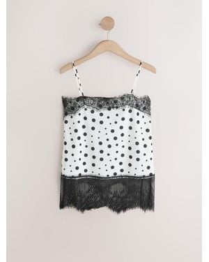Next Lace Trim Sleeveless Cami Top - Natural