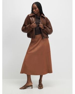 River Island Faux Suede Full Circle Midi Skirt - Brown