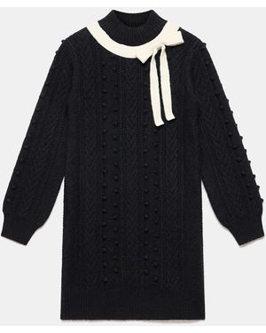 Mint Velvet Cable Knit Mini Dress - Blue