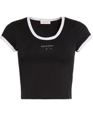 Calvin Klein Slim Cotton Stretch Ringer T-Shirt - Black