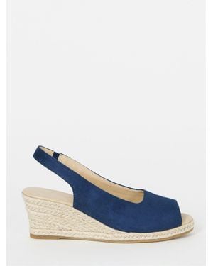 JD Williams Extra Wide Fit Peep Toe Slingback Espadrille Wedges - Blue