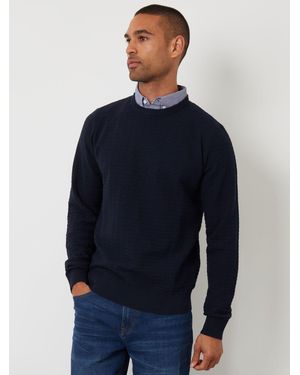 Threadbare Mock Shirt Textured Knitted Sweater - Blue