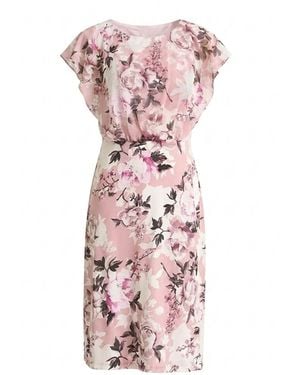 Gina Bacconi Raegan Chiffon Overlay Print Dress - Pink