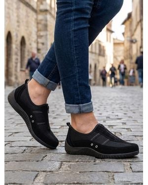 Pavers Memory Foam Leather Slip On Sneakers - Blue